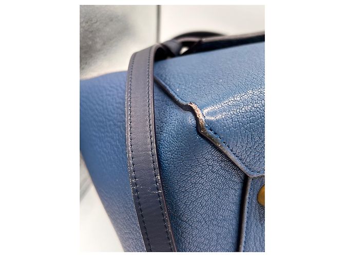Big Bag Cintura Céline Mini Blu in Pelle e Scamosciata - vista 4