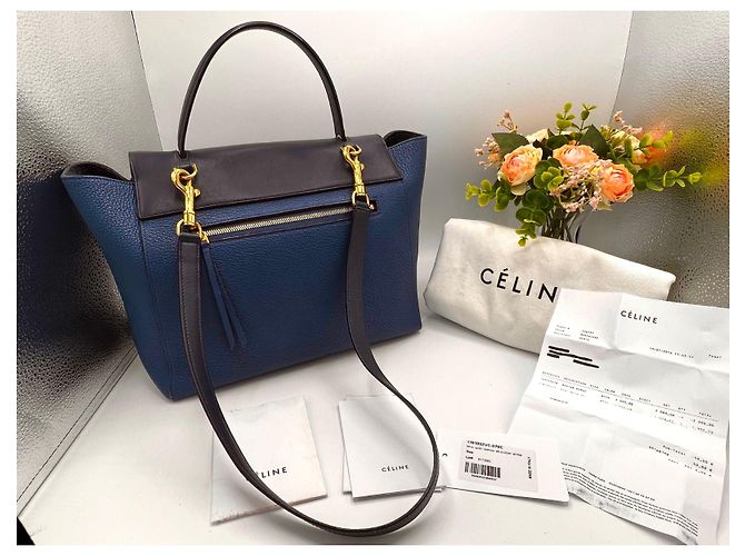 Big Bag Cintura Céline Mini Blu in Pelle e Scamosciata - vista 5