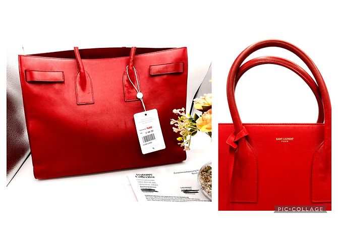 Saint Laurent Sac de Jour Large in pelle rossa Rosso - vista 11