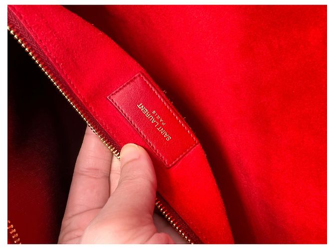 Saint Laurent Sac de Jour Large in pelle rossa Rosso - vista 12