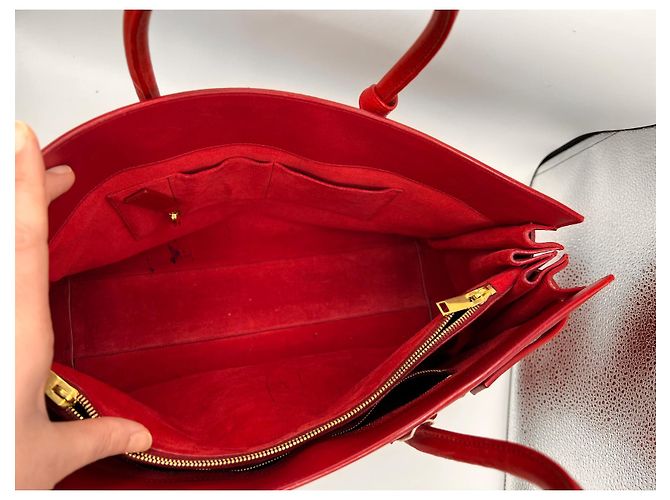Saint Laurent Sac de Jour Large in pelle rossa Rosso - vista 13