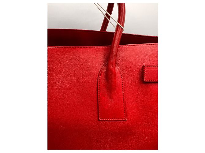 Saint Laurent Sac de Jour Large in pelle rossa Rosso - vista 17