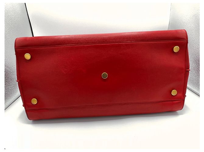 Saint Laurent Sac de Jour Large in pelle rossa Rosso - vista 18