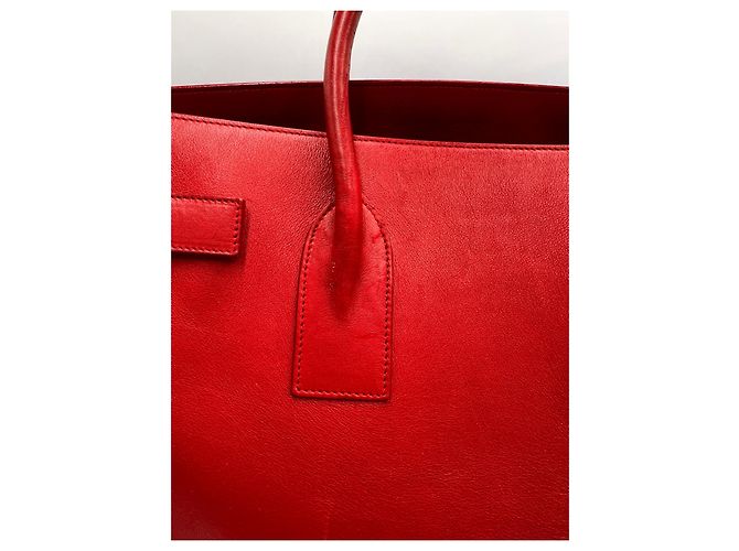 Saint Laurent Sac de Jour Large in pelle rossa Rosso - vista 19