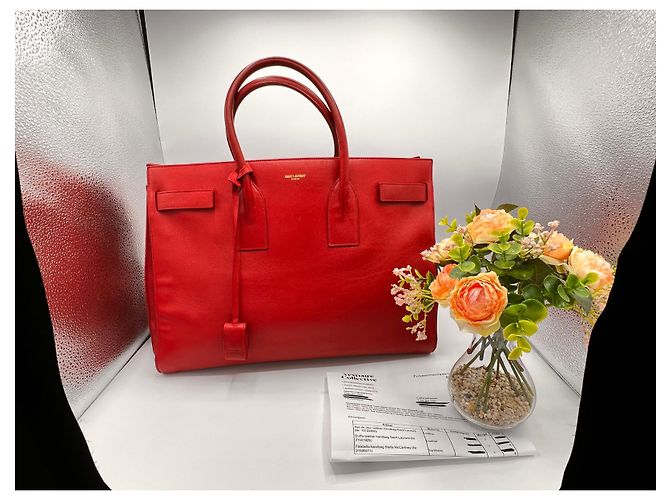 Saint Laurent Sac de Jour Large in pelle rossa Rosso - vista 20