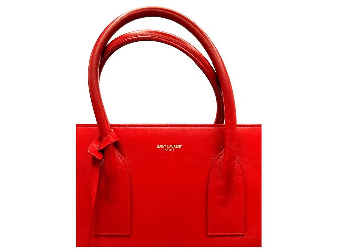 Saint Laurent Sac de Jour Large in pelle rossa Rosso - vista 3