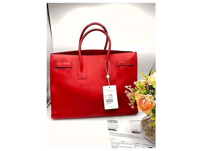 Saint Laurent Sac de Jour Large in pelle rossa Rosso - vista 4