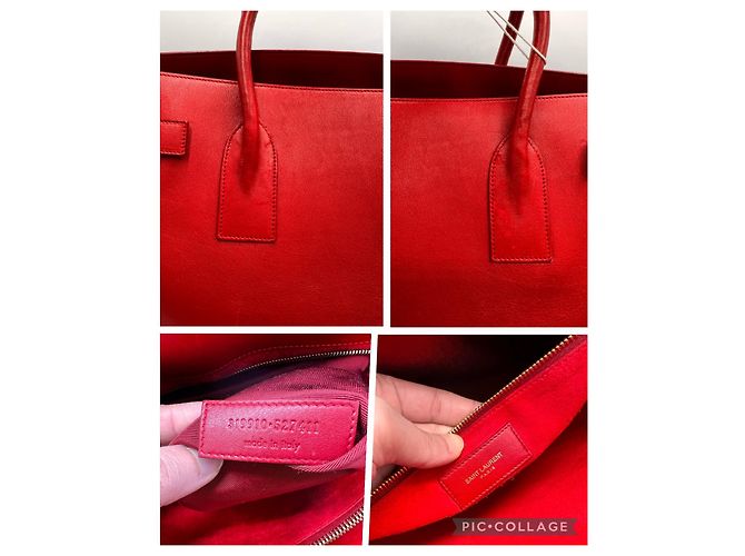 Saint Laurent Sac de Jour Large in pelle rossa Rosso - vista 7