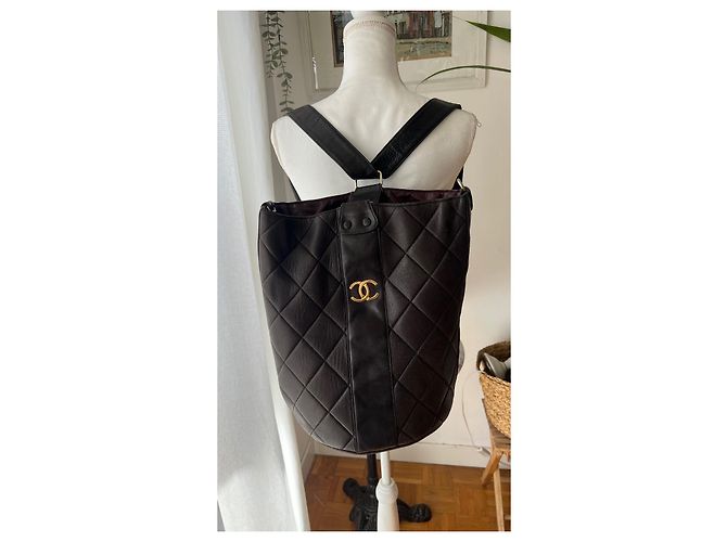 Mochila Chanel em couro acolchoado marrom escuro Castanho escuro - vista 10