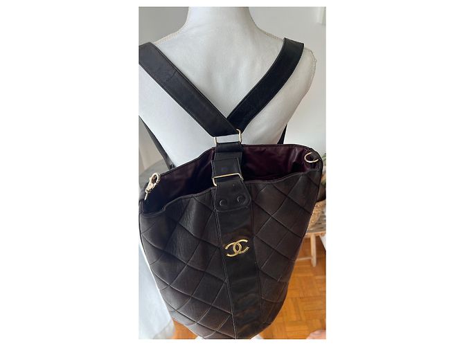 Mochila Chanel em couro acolchoado marrom escuro Castanho escuro - vista 6