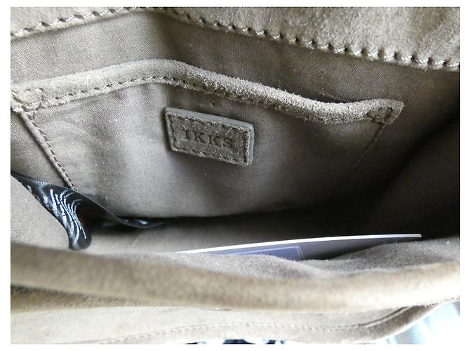 Borsa Cameraboy Ikks in Scamosciato Khaki Rosso Beige Cachi Marrone chiaro - vista 11