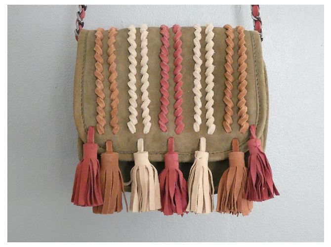 Borsa Cameraboy Ikks in Scamosciato Khaki Rosso Beige Cachi Marrone chiaro - vista 12