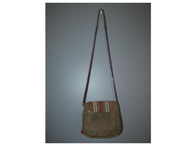 Borsa Cameraboy Ikks in Scamosciato Khaki Rosso Beige Cachi Marrone chiaro - vista 3