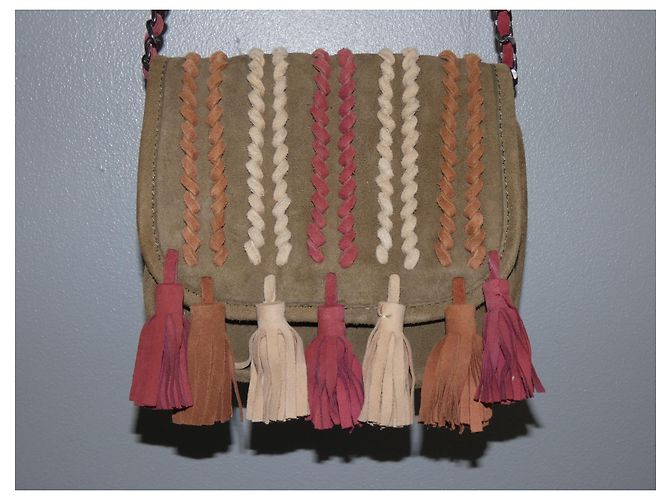 Borsa Cameraboy Ikks in Scamosciato Khaki Rosso Beige Cachi Marrone chiaro - vista 5