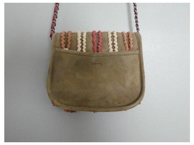 Borsa Cameraboy Ikks in Scamosciato Khaki Rosso Beige Cachi Marrone chiaro - vista 8