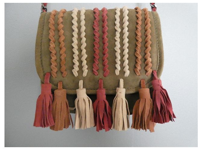 Borsa Cameraboy Ikks in Scamosciato Khaki Rosso Beige Cachi Marrone chiaro - vista 9