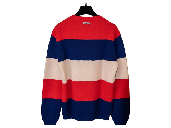 Gucci Patterned Wool Sweater Red Blue Eggshell - view 2