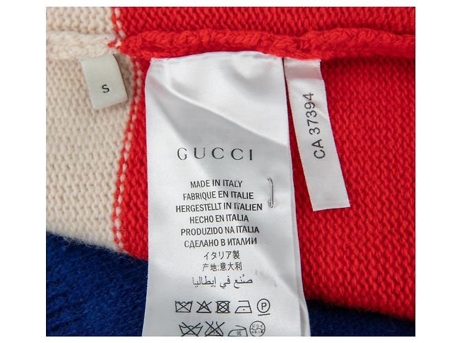 Gucci Patterned Wool Sweater Red Blue Eggshell - view 6
