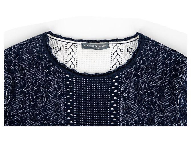 Mini abito in pizzo Alexander McQueen blu navy - vista 3