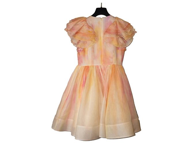 Minivestido Zimmermann de seda rosa blanco naranja amarillo - vista 2
