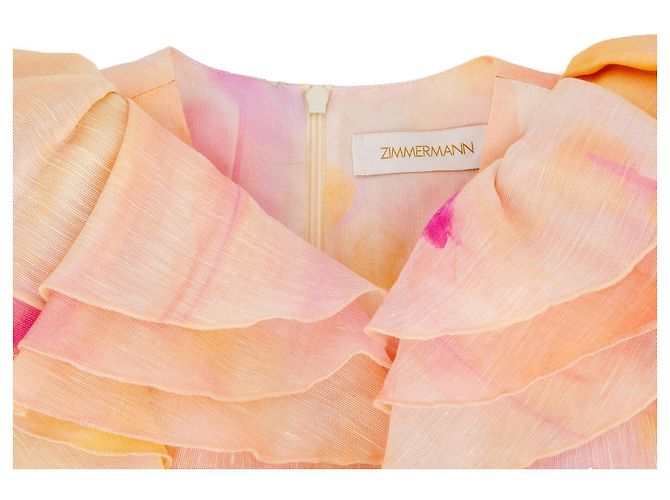 Minivestido Zimmermann de seda rosa blanco naranja amarillo - vista 3