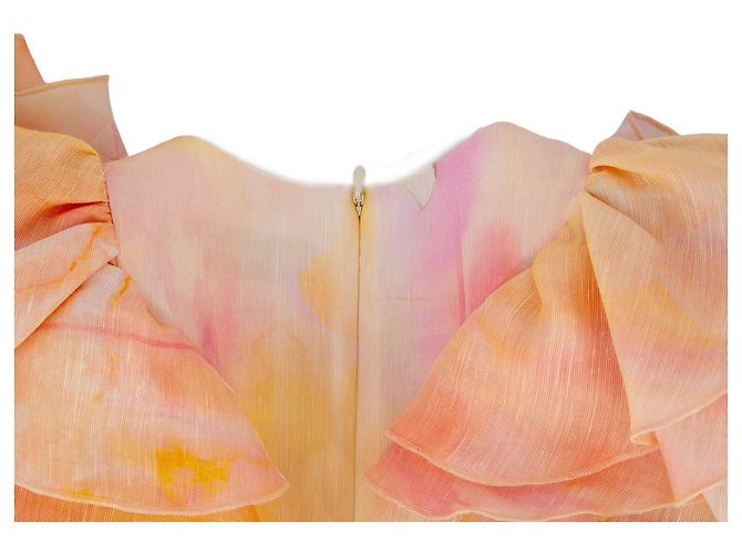 Minivestido Zimmermann de seda rosa blanco naranja amarillo - vista 4
