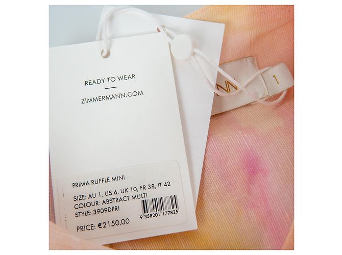 Minivestido Zimmermann de seda rosa blanco naranja amarillo - vista 5