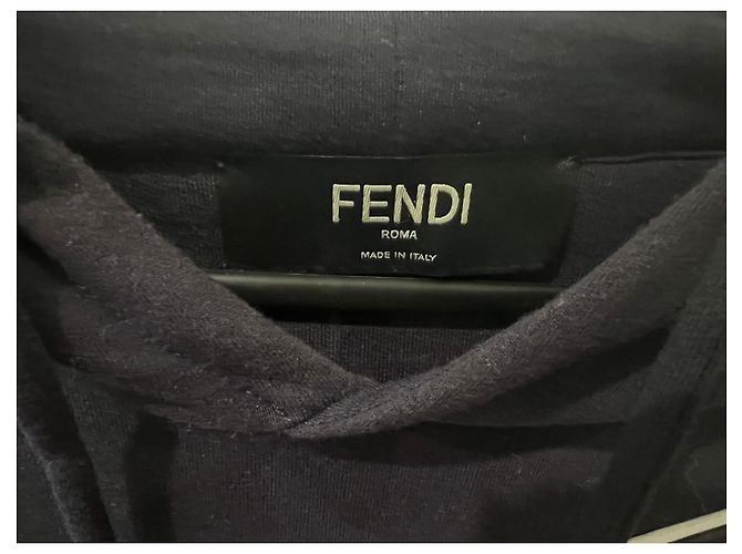 Felpa con cappuccio Fendi Karligraphy blu navy cotone XL - vista 3