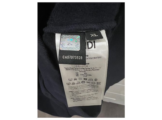 Felpa con cappuccio Fendi Karligraphy blu navy cotone XL - vista 4