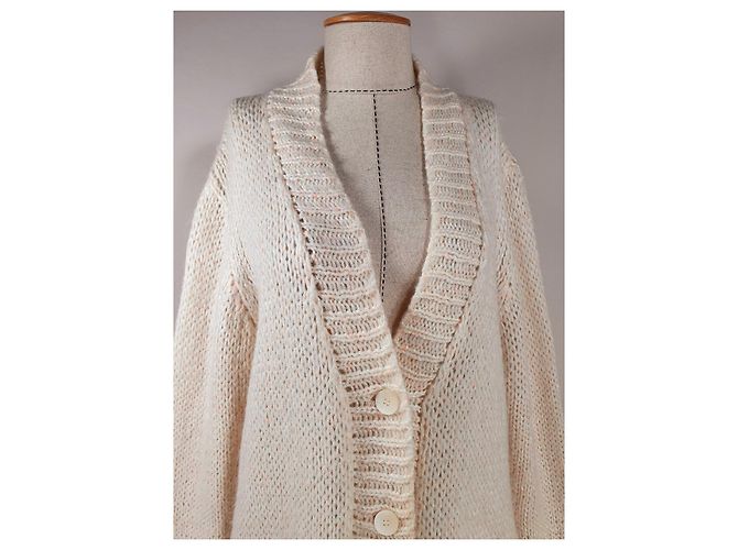 Strickjacke Essentiel Antwerp Weiß Wolle Mohair Mehrfarben - Ansicht 2