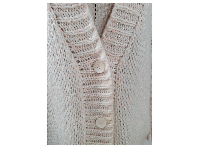 Strickjacke Essentiel Antwerp Weiß Wolle Mohair Mehrfarben - Ansicht 4