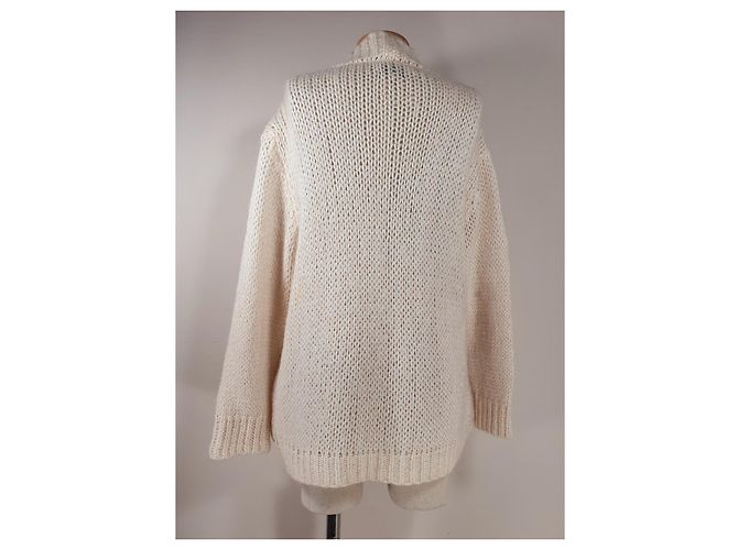 Strickjacke Essentiel Antwerp Weiß Wolle Mohair Mehrfarben - Ansicht 5