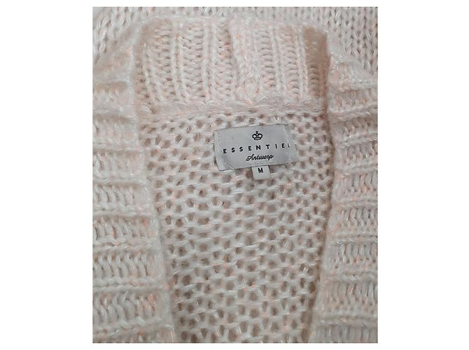 Strickjacke Essentiel Antwerp Weiß Wolle Mohair Mehrfarben - Ansicht 6
