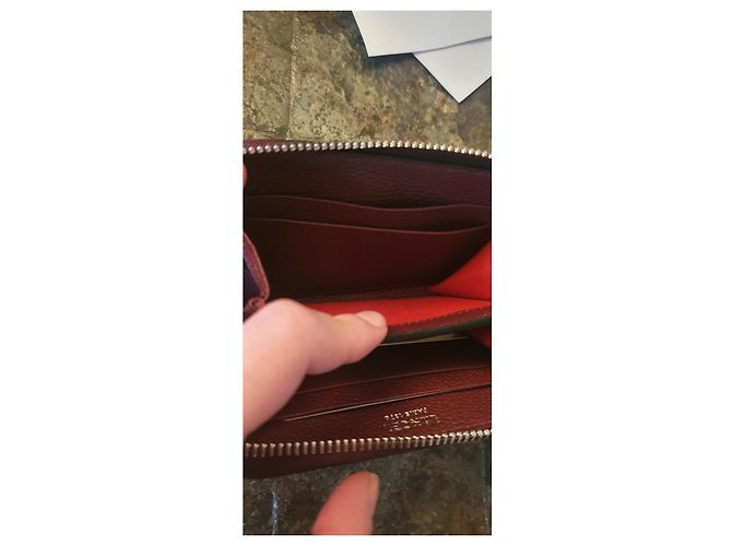 Lancel Ninon Slim Zip S Geldbörse Dunkelrot Leder Bordeaux - Ansicht 3