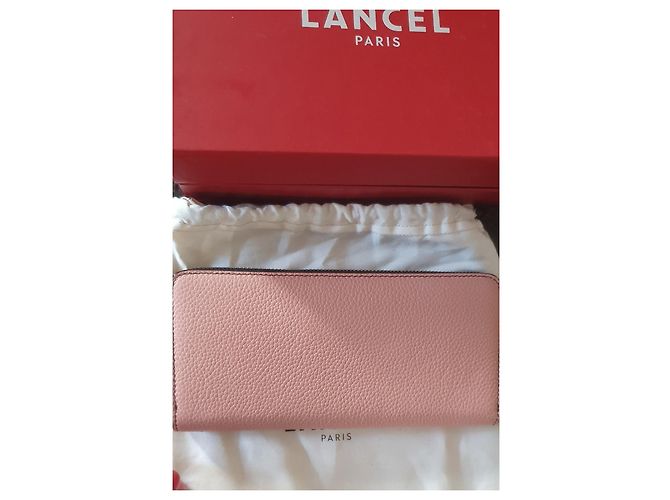 Portafoglio Lancel Mia sottile con zip rosa in pelle di struzzo - vista 2