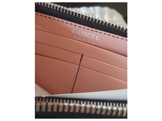 Portafoglio Lancel Mia sottile con zip rosa in pelle di struzzo - vista 4