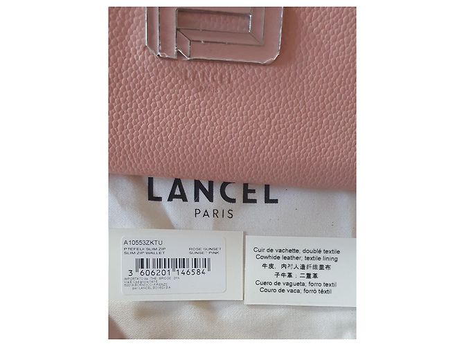 Portafoglio Lancel Mia sottile con zip rosa in pelle di struzzo - vista 6