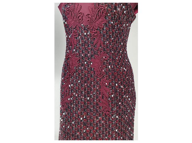 Escada Kleid Dunkelrot Wolle Mischgewebe Größe 38 Bordeaux - Ansicht 4