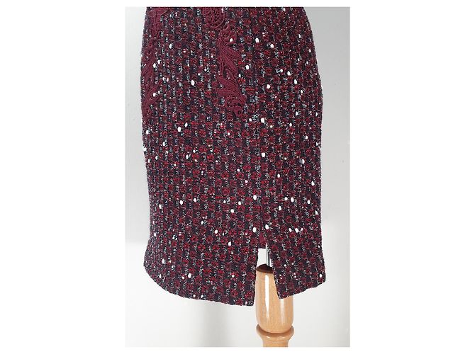 Escada Kleid Dunkelrot Wolle Mischgewebe Größe 38 Bordeaux - Ansicht 5