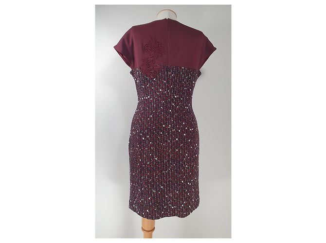 Escada Kleid Dunkelrot Wolle Mischgewebe Größe 38 Bordeaux - Ansicht 6