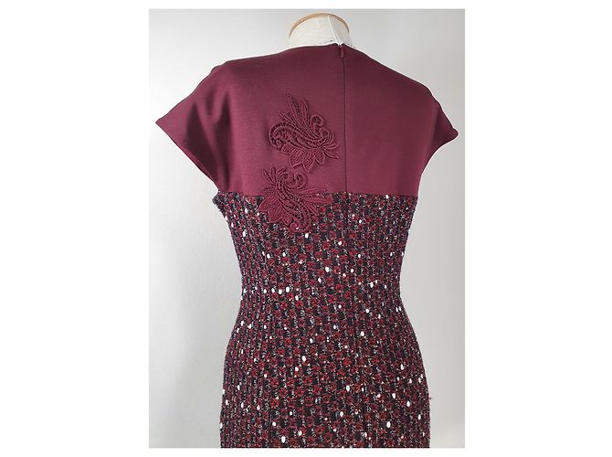 Escada Kleid Dunkelrot Wolle Mischgewebe Größe 38 Bordeaux - Ansicht 7