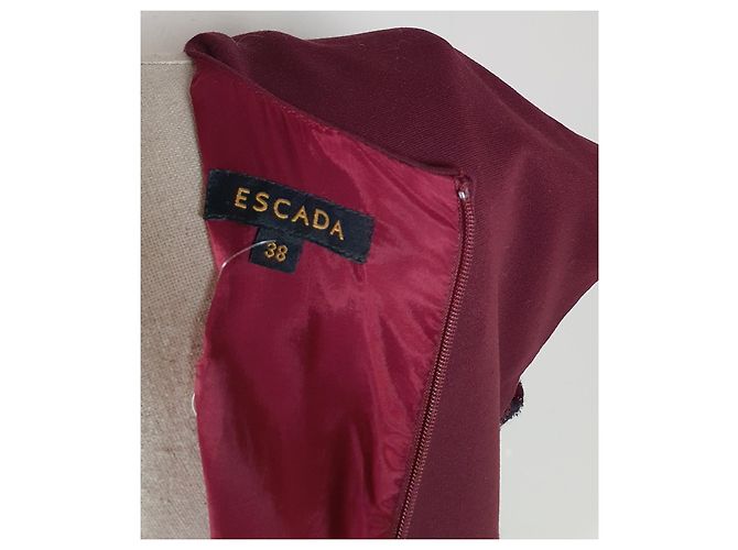 Escada Kleid Dunkelrot Wolle Mischgewebe Größe 38 Bordeaux - Ansicht 8