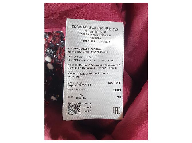 Escada Kleid Dunkelrot Wolle Mischgewebe Größe 38 Bordeaux - Ansicht 9