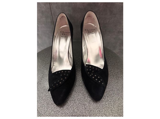 Décolleté Christian Dior nere in pelle di cervo con strass - vista 2