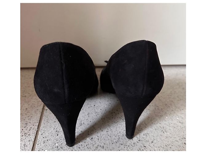 Décolleté Christian Dior nere in pelle di cervo con strass - vista 3