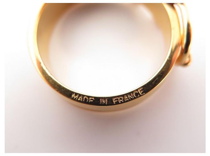 Hermès ANNEAU DE FOULARD HERMES BOUCLE DE CEINTURE EN METAL DORE GOLDEN SCARF RING Doré - vue 4