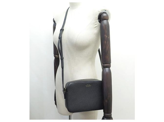 NEUF SAC A MAIN SMYTHSON CAMERA MOYEN BANDOULIERE 1202012 CUIR PANAMA NOIR - vue 5