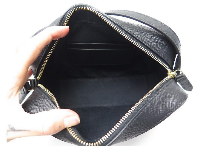 NEUF SAC A MAIN SMYTHSON CAMERA MOYEN BANDOULIERE 1202012 CUIR PANAMA NOIR - vue 6