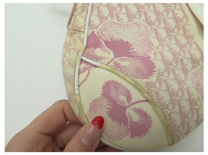 CHRISTIAN DIOR SADDLE WHITE ROSA FIORI E BORSA A MANO MONOGRAM - vista 11
