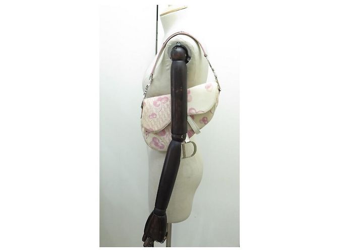 CHRISTIAN DIOR SADDLE WHITE ROSA FIORI E BORSA A MANO MONOGRAM - vista 4